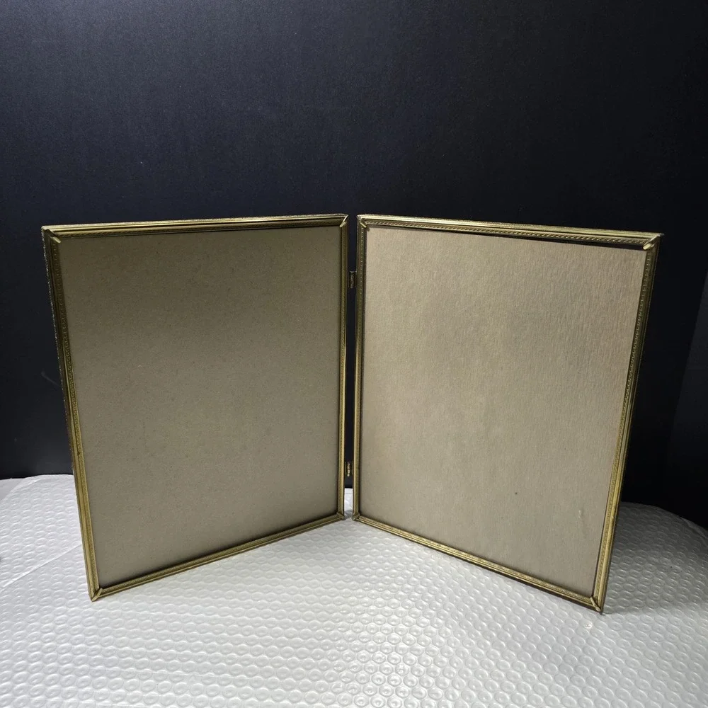 Scharling Silversmith Double Hinged 8x10 Picture Frames Gold Toned MCM